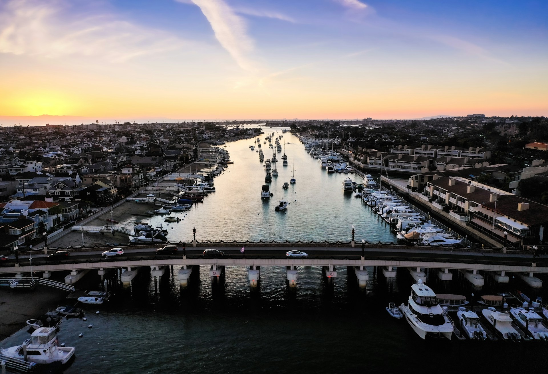 Newport Harbor at sunset